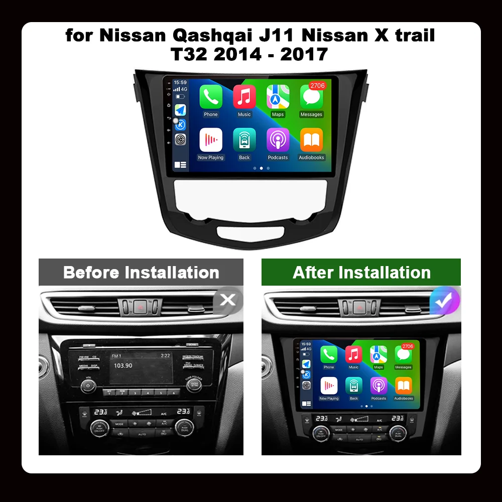 10.1 '' Android OS  for Nissan Qashqai J11 Nissan X trail T32 2014 - 2017 Car Radio Multimedia GPS Navi Wireless Carplay BT 4G