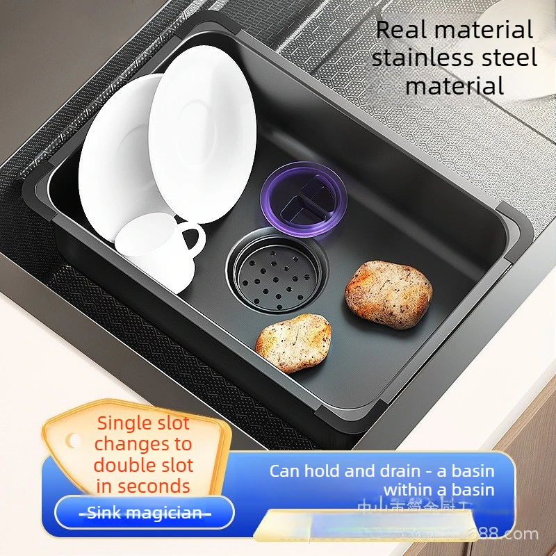 

Stainless Steel Sink Drain Basket, Basin in Basin Drain Rack, Kitchen Wash Basin Sink Large Single Tank Filter Bowl Plate Rack