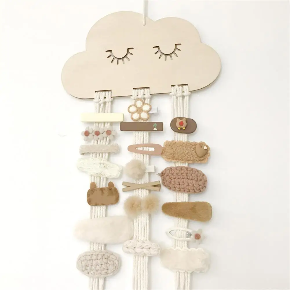 DIY Hairpin Storage Cotton Line Cloud Headband Organizer Decorative Wall Mounted Hair Clip Hanger Large Capacity Hair Bow Holder