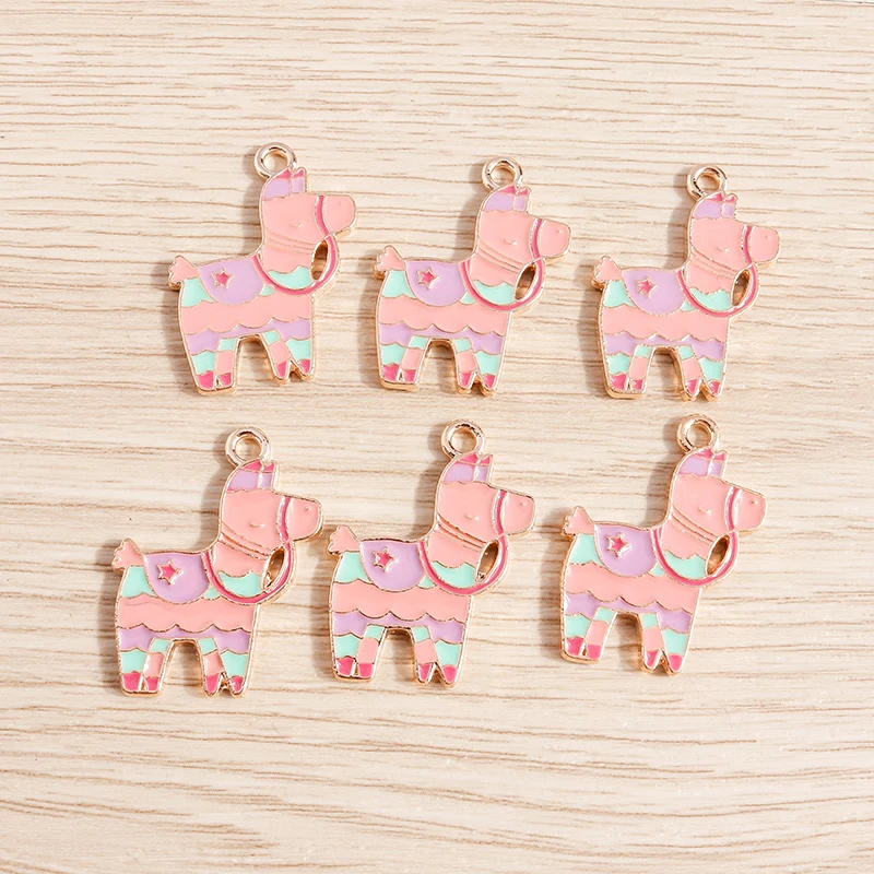 10pcs 20x27mm Cartoon Enamel Animal Horse Charms Pendants for Jewelry Making Drop Earrings Necklaces Bracelets DIY Crafts Supply