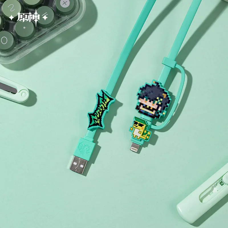 [Genuino] miHoYo Genshin Impact Natlan Pixel Colorati Serie Surroundings Kinich Style Mouse Borsa per computer Distintivo Regali Cosplay