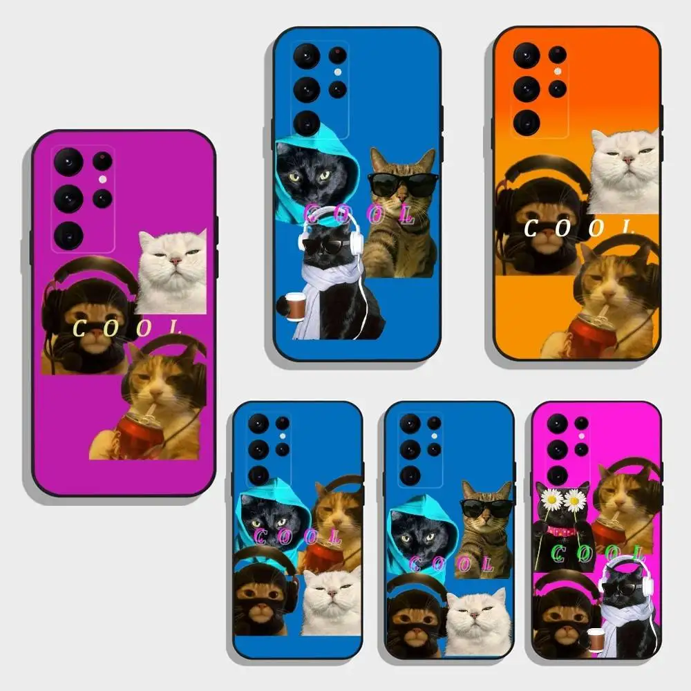 

Cool Funny C-Cat Phone Case For Samsung S25,S24,S23,S22,S21,S20,Plus,Fe,Lite,Others Black Cover