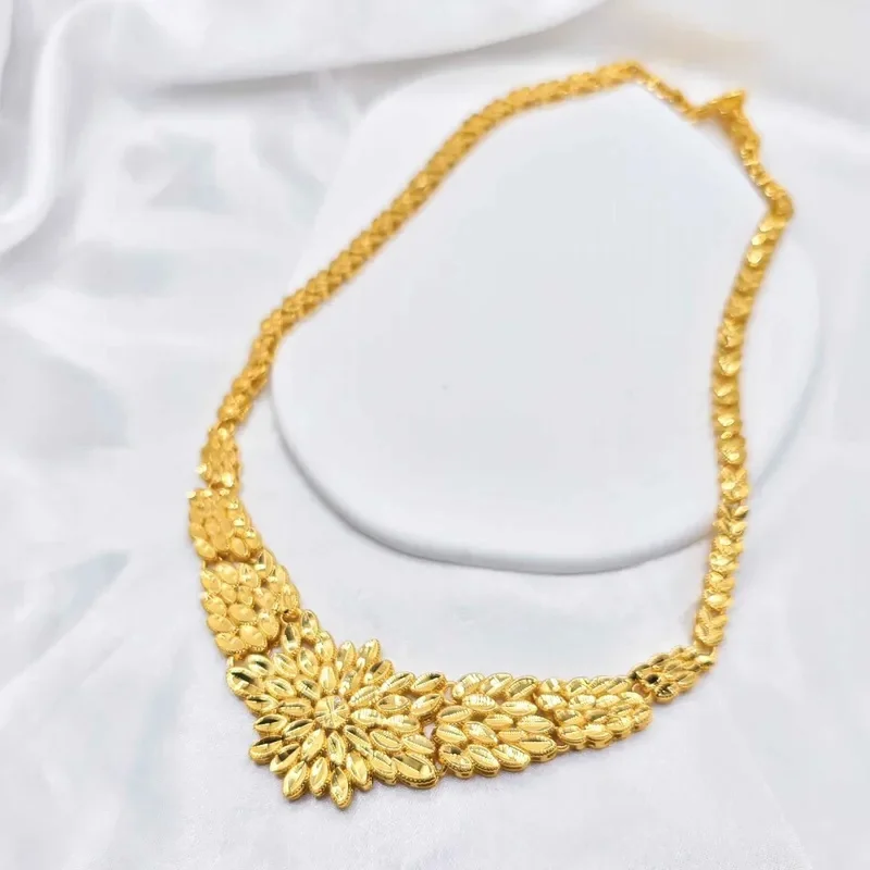 Luxury 24K 9999 Pure Gold real gold  Women's Bride Wedding Necklace Middle Eastern Necklace