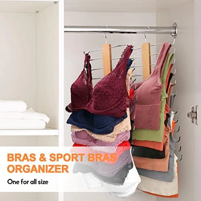 

Bra Hanger For Closet,Wood Tank Top Hanger 360° Rotating,Hold 12 Tank Top Or Bra Organizer Space Saving Hanger Easy Install