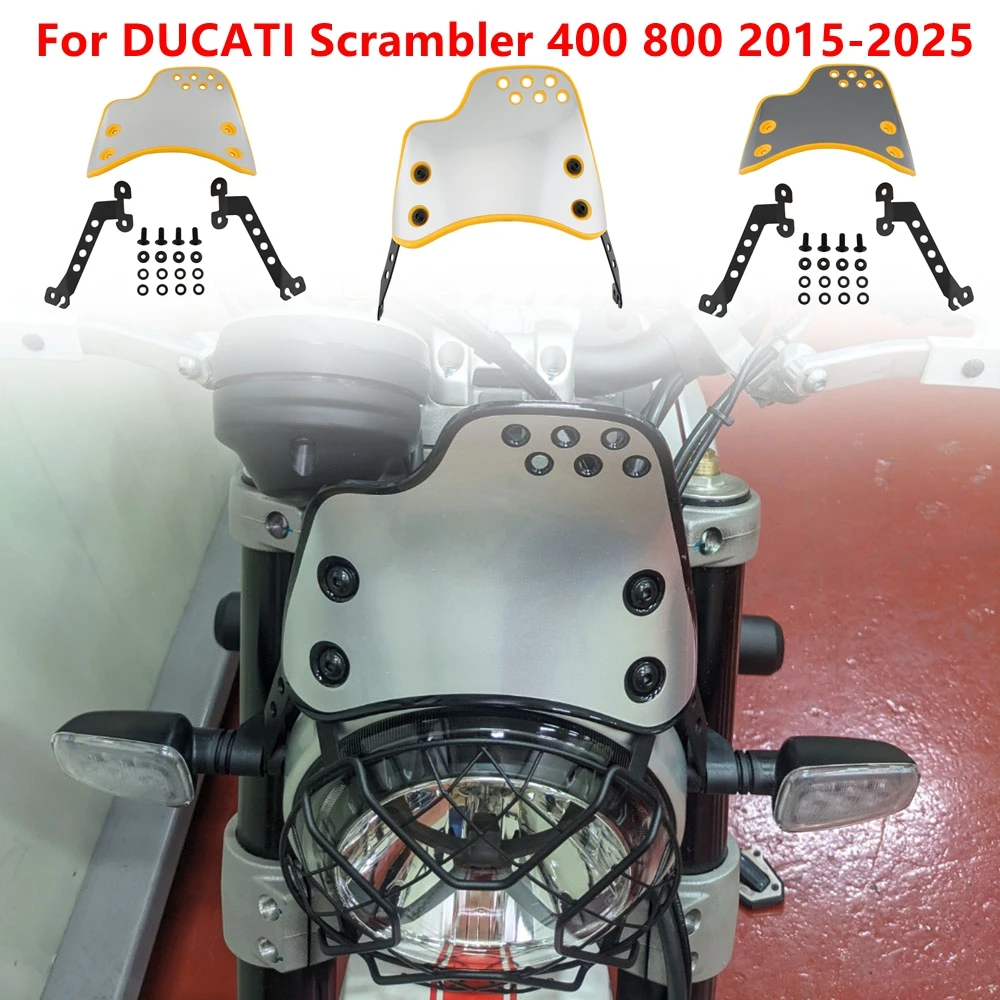 

Motorcycle accessories Windshield Windscreen Fly Screen Wind Deflector For DUCATI Scrambler 400 800 2015-2025