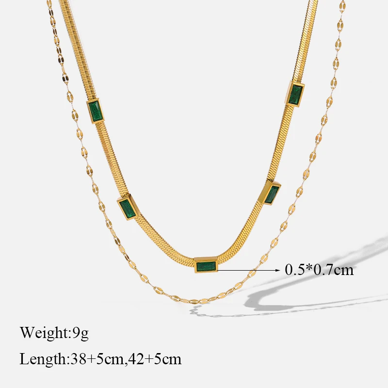EILIECK 316L Edelstahl Halskette mit grünem Zirkonia-Kristall für Damen, modische Luxus-Kette, Choker-Schmuck, Party- und Hochzeitsgeschenke – Detail 18