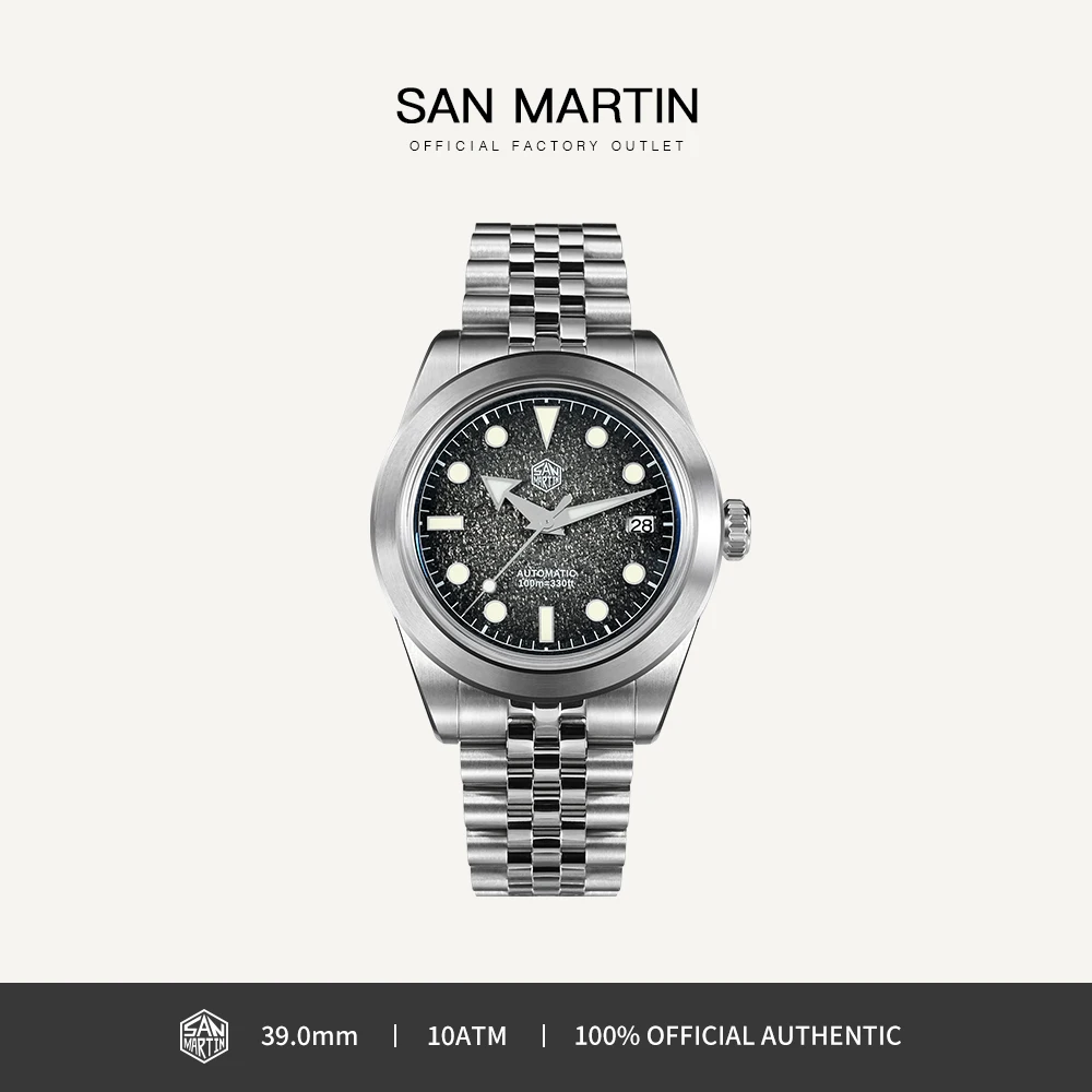 

San Martin 39mm Men Mechanical Watches with Enamel Dial NH35 Automatic Movement Sapphire Waterproof 10ATM Luminous SN0053 Watch