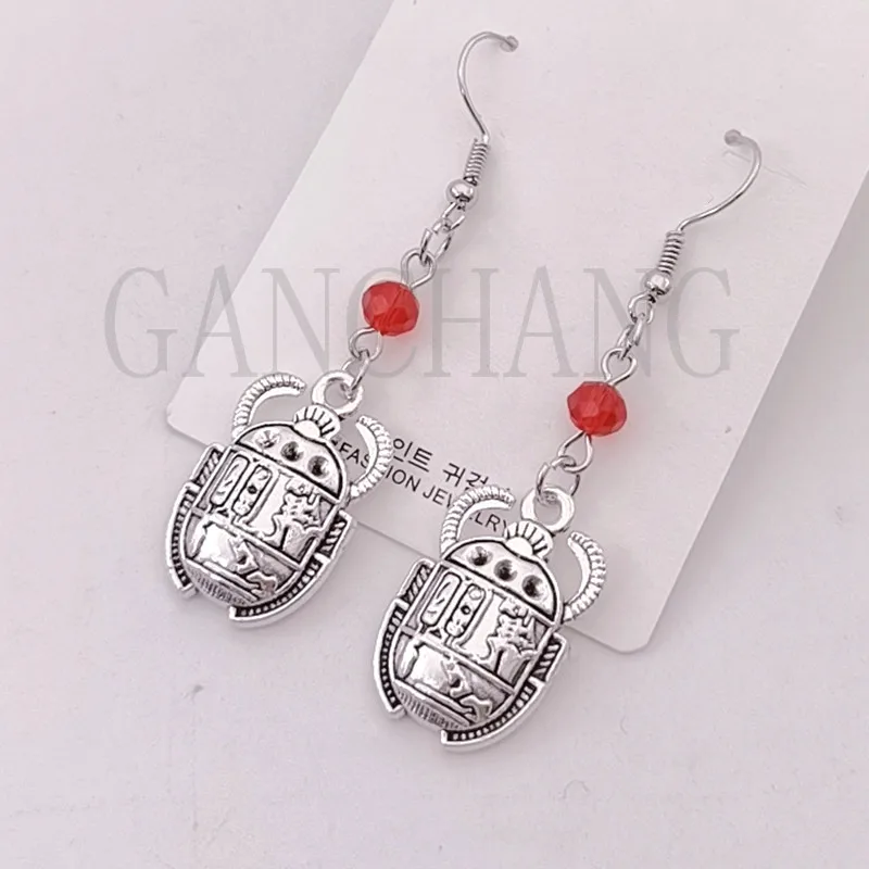 Egyptian Scarab Beetle Earrings Rah Protection Egyptian Charm Symbol Pendant Earrings Diy Jewelry Charms Women Gift