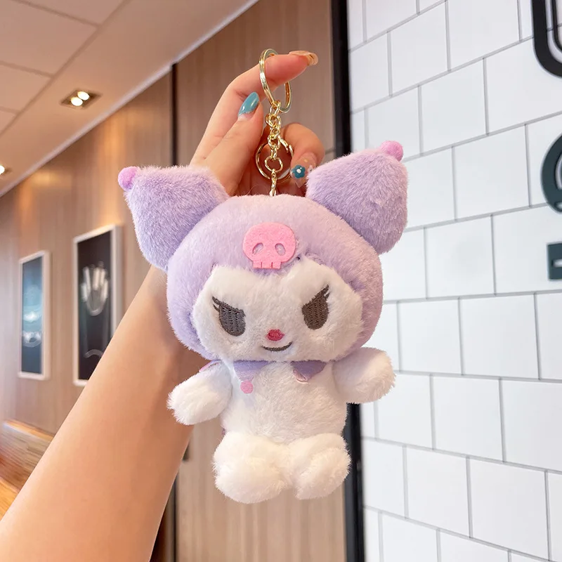 سلسلة مفاتيح من القطيفة Black Devil Kuromi، قلادة دمية تمثال سانريو، هدية صغيرة رائعة للسيدات #4