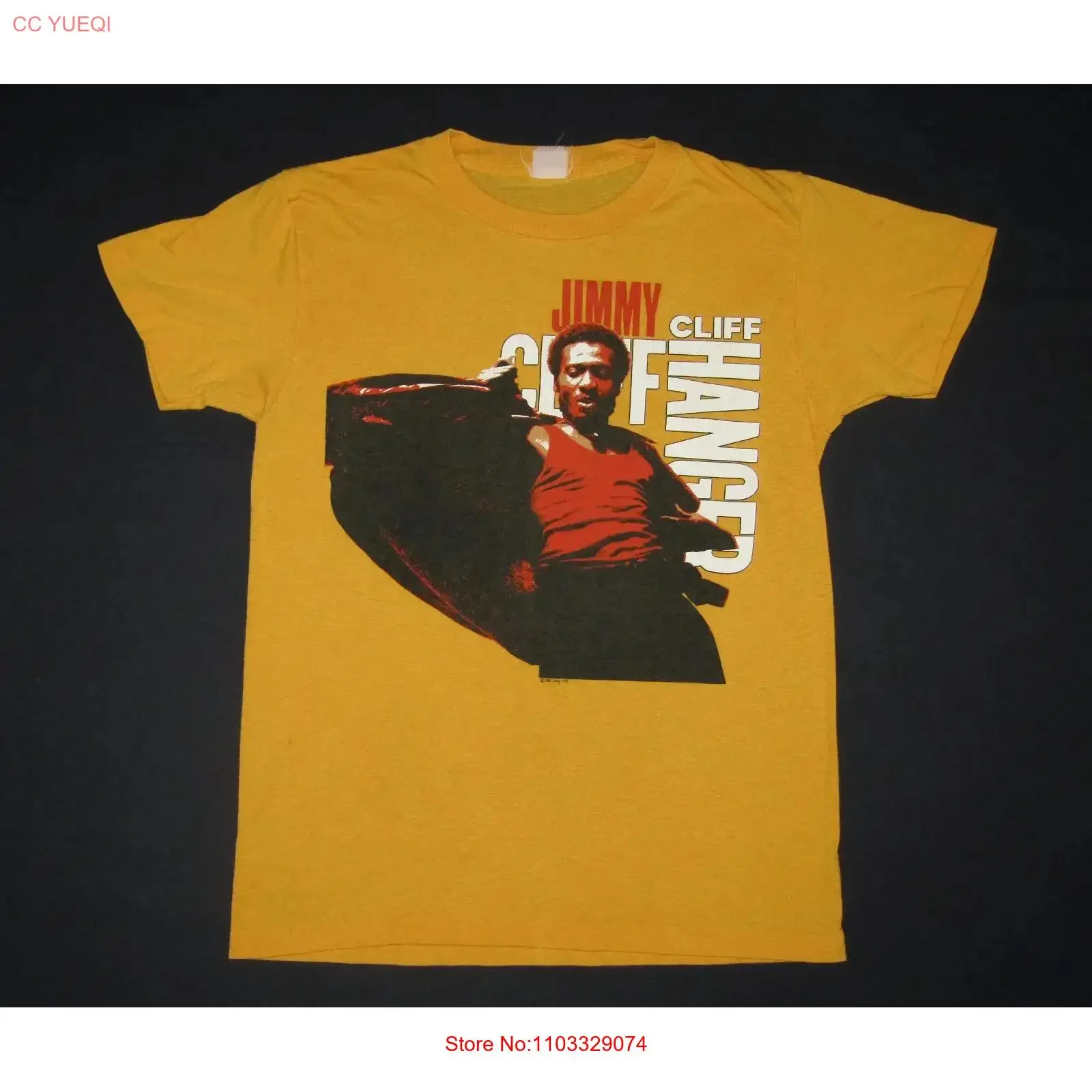 Camiseta Jimmy Cliff 80s 1986 de color dorado, camiseta de concierto S 5XL TR663 vintage lavada, ropa de diseñador suave con gráficos transpirables unisex