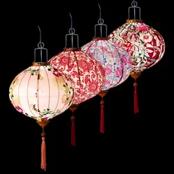 12 Inch Flower Printed Hanging Cloth Lantern Chinese Spring Festival Home Bedroom Decor Wedding Party Outdoor Lantern Ornaments