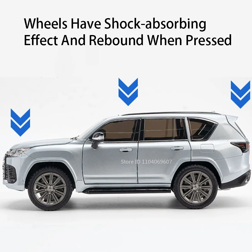 Modèles de voitures jouets LX600 ES300, échelle 1:24, en alliage moulé sous pression, portes SUV ouvertes, son et lumière, pneus en caoutchouc, véhicules pour enfants, cadeaux