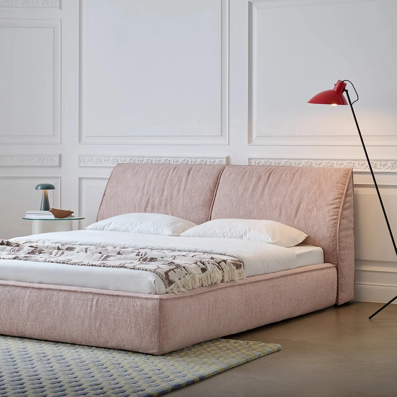# Nordic Modern Luxury Cream Sherpa Large Size Master Bedroom Bed 1.5 1.8 Meters Modular Apartment Villa Double Soft Bed