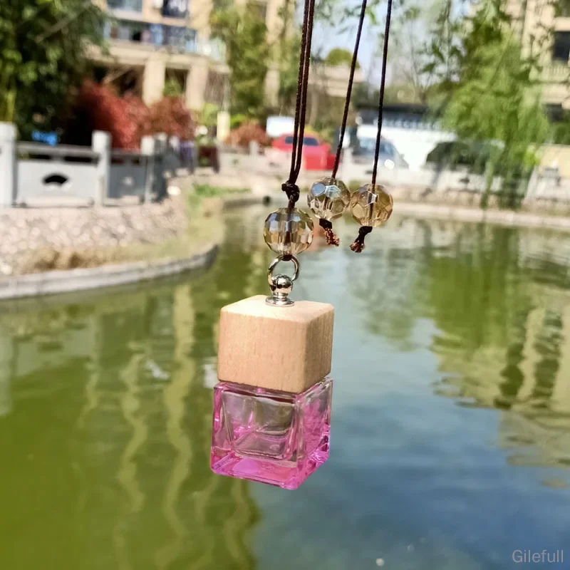 Garrafa de vidro vazia carro pendurado perfume espelho retrovisor ornamento ambientador