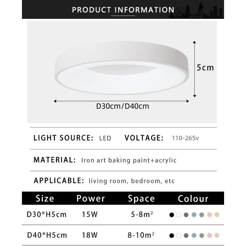 Imagem -06 - Circular Colorido Macaron Luz de Teto Led Luminária Criativa Luz Decorativa para Sala de Estar Quarto Varanda ac 90v260v