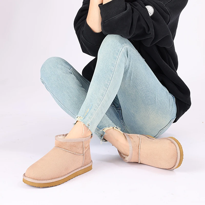 Evshine Winter-Pelz-Schneestiefel für Damen, rutschfest, mit Plüsch gefüttert, Wildlederstiefel, warme, flauschige Hausschuhe, klassische Schneestiefel – Detail 17