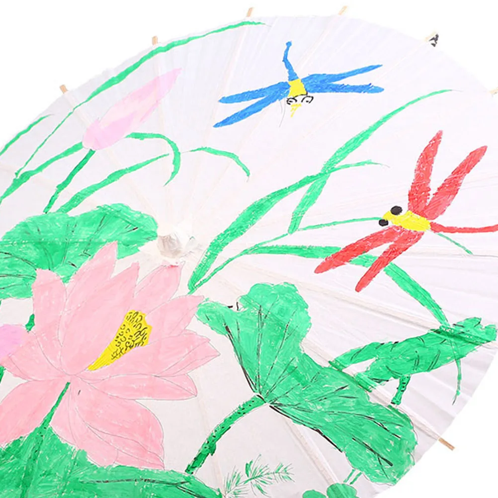 

4pcs Children's Oil Paper Umbrella 20cm White DIY Art Craft for Kids Kindergarten Primary School Graffiti Supplies