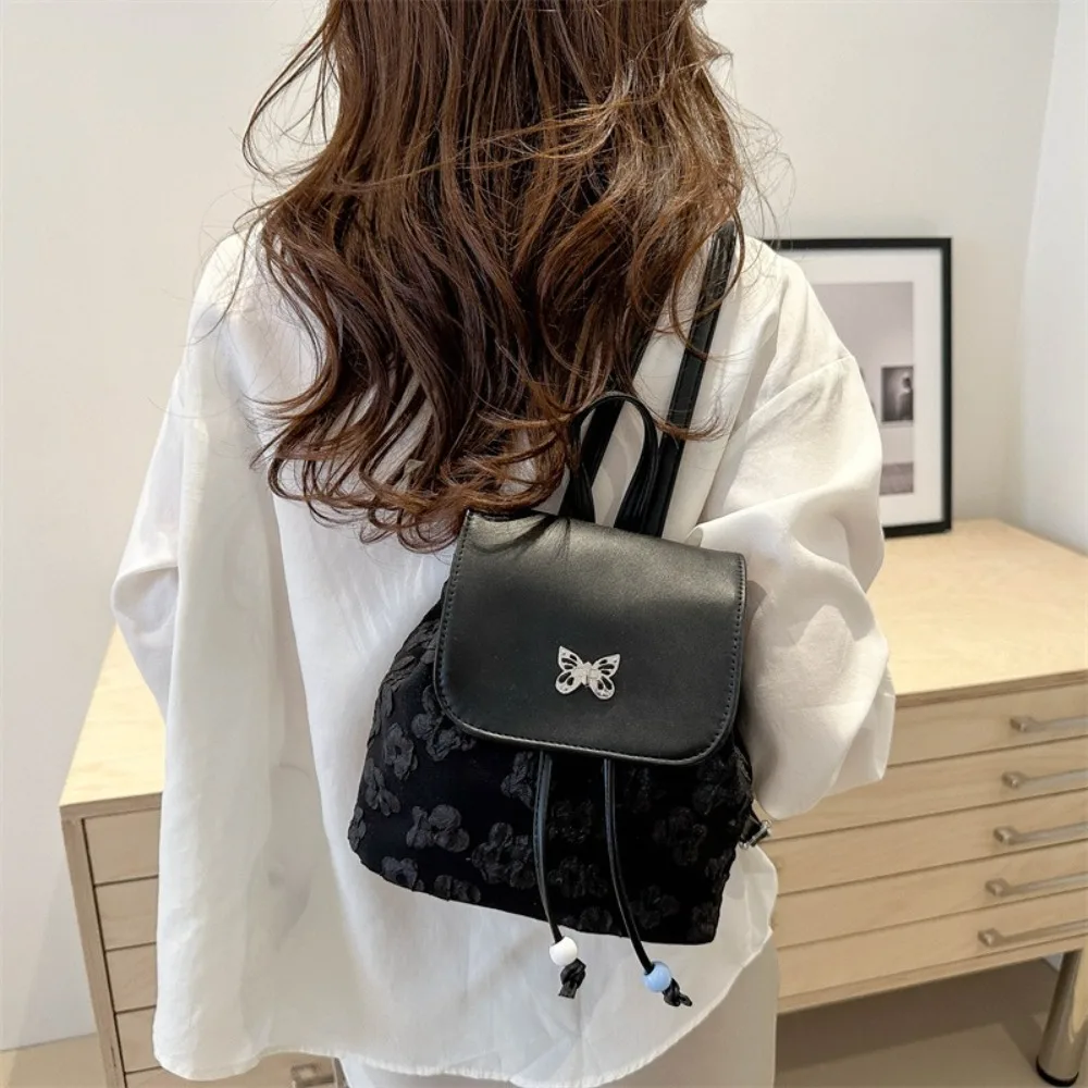 Portable Large Capacity Women's Backpacks PU Solid Color Students Backpacks Drawstring Fashion Backpacks Girls