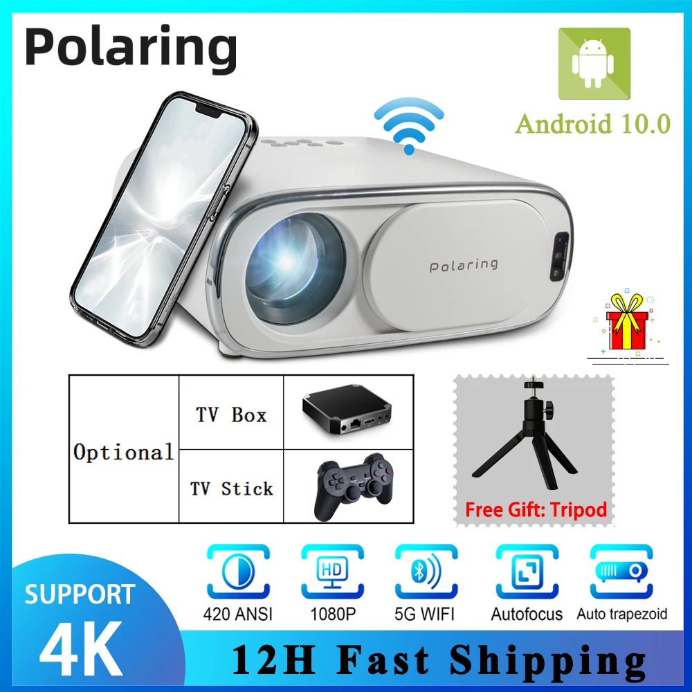 Top! Polaring A6 1080P 4K Digital Projector Video Projetor 2.4&5G Full HD 9000 Lumens Home Cinema Office Proyector Camping