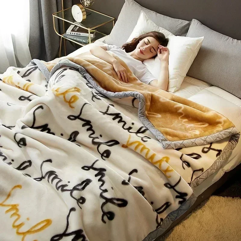

High-end Printed Warm Raschel Blankets for Winter Super Soft Warmth Weighted Blanket High-quality Antistatic Skin Friendly Duvet