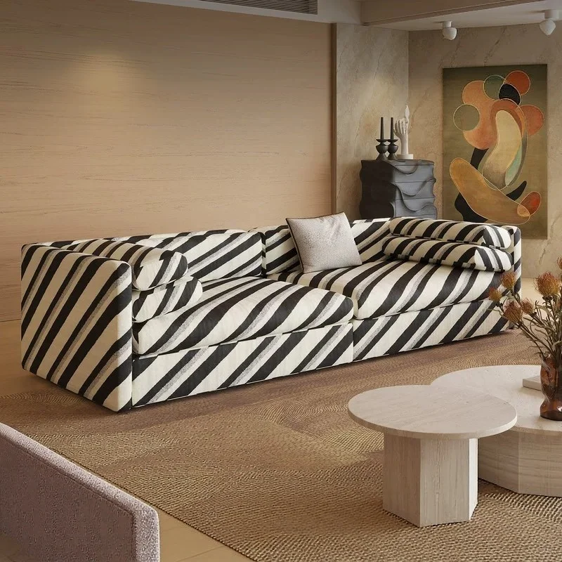Italian style simple luxury fabric sofa, filled with down, suitable for straight-line living room layout