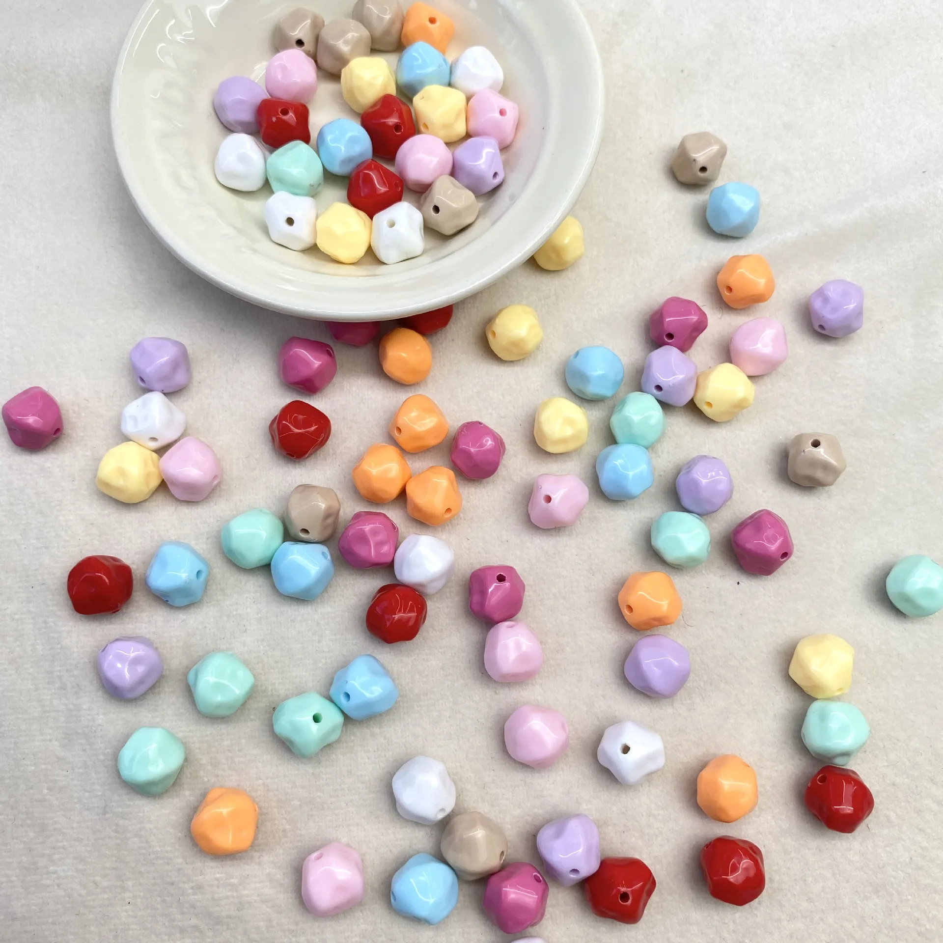 30/50/100Pcs, 12mm, Acrylic, Cut, Shaped. Irregular, Imitation Stone, Straight Hole, Loose Beads, DIY, Jewelry Making Supplies