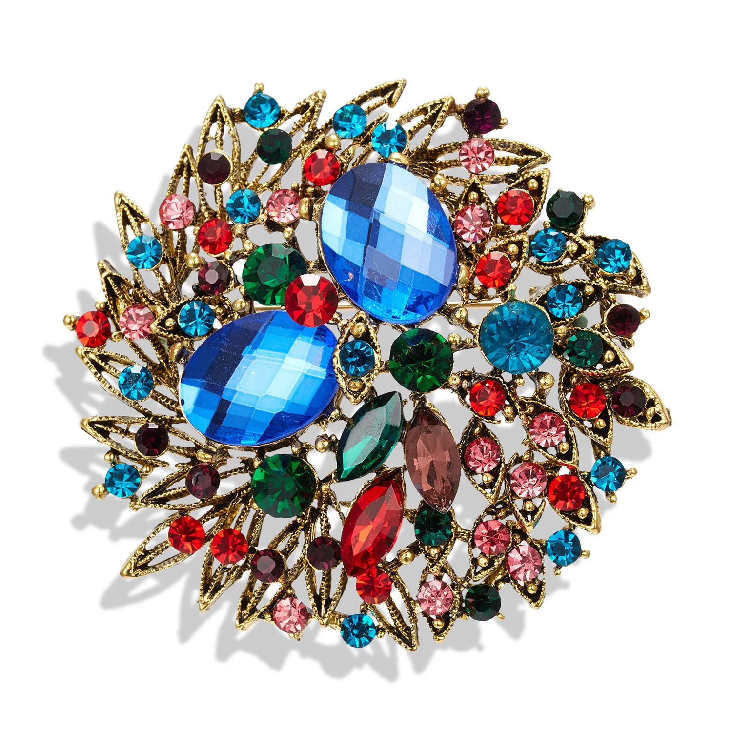 SKEDS Luxury Full Crystal Baroque Brooches Pins For Women Fashion Rhinestone Classic Big Badges Vintage Lady Party Banquet Pin