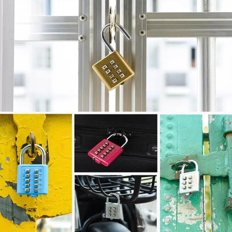 8-digit Combination Outdoor Button Waterproof Fixed Random Code Padlock Zinc Alloy Luggage Travel Smart Lock With Key Anti-theft gallery 5