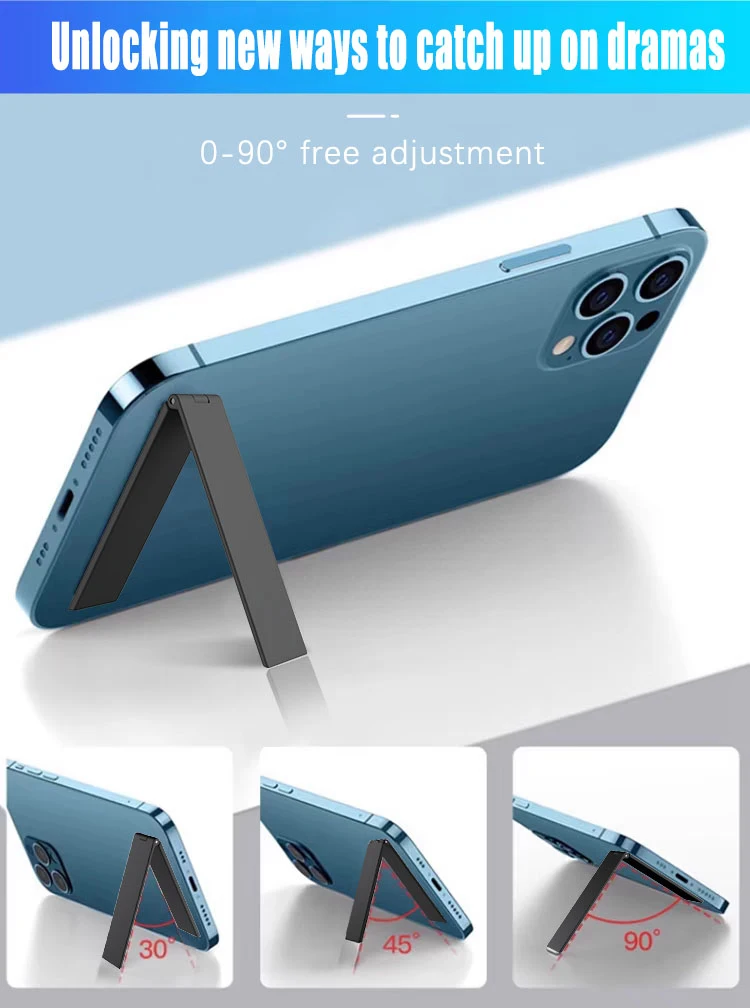 Neuer ultradünner Handyhalter, universeller Metall-Desktop-Handy-Kompaktständer, faltbare Halterung, Ständer für iPhone Xiaomi – Detail 7