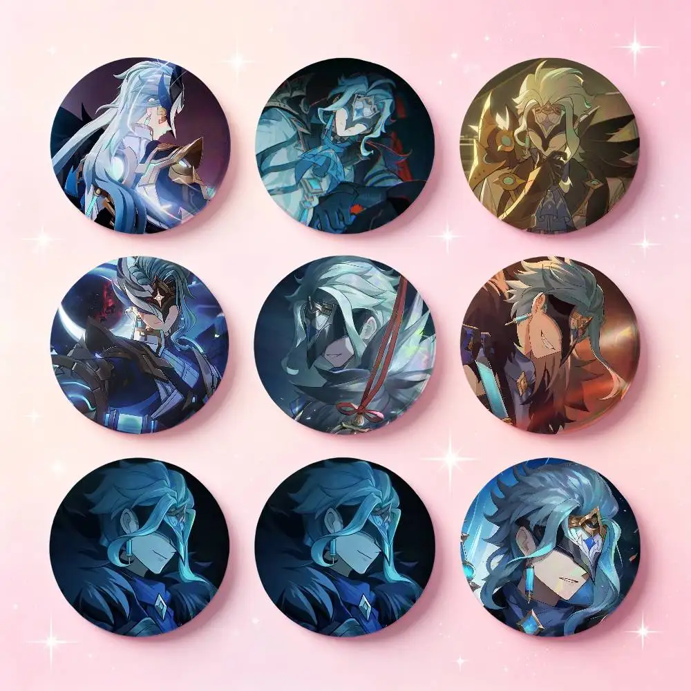 Lustige Spielfigur Dottore Genshin Anstecknadeln Runde Kreative Brosche Abzeichen Taschen-Deko Accessoires Fans Sammlerstücke Freunde Geschenke