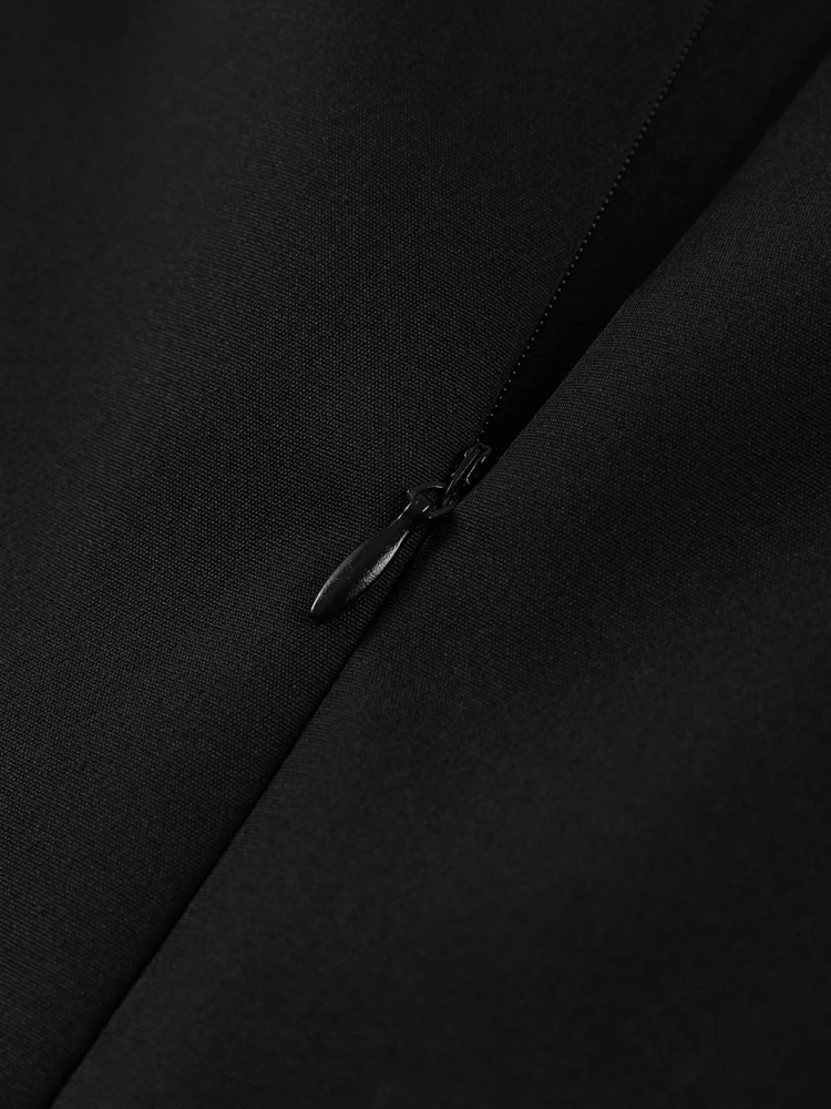 Robe courte élégante à manches bouffantes pour femmes, col rond, poches, Slim, noire, mode dame, robes de soirée, 2025