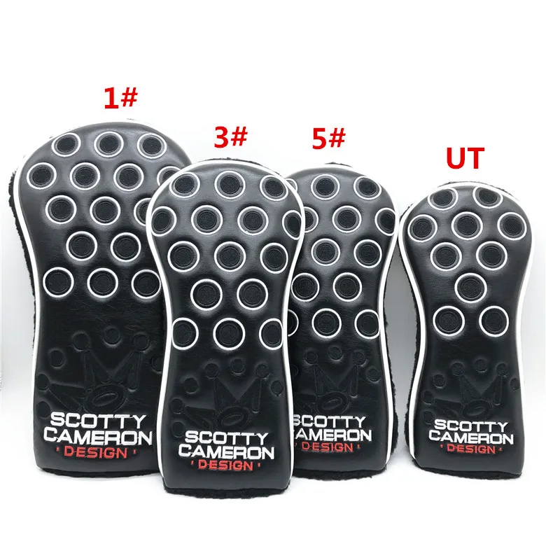 水玉クラウン木製クラブキャップカバー 1 3 5 木材、小さなドラムスティック、高級ゴルフクラブカバー、保護カバー、パター