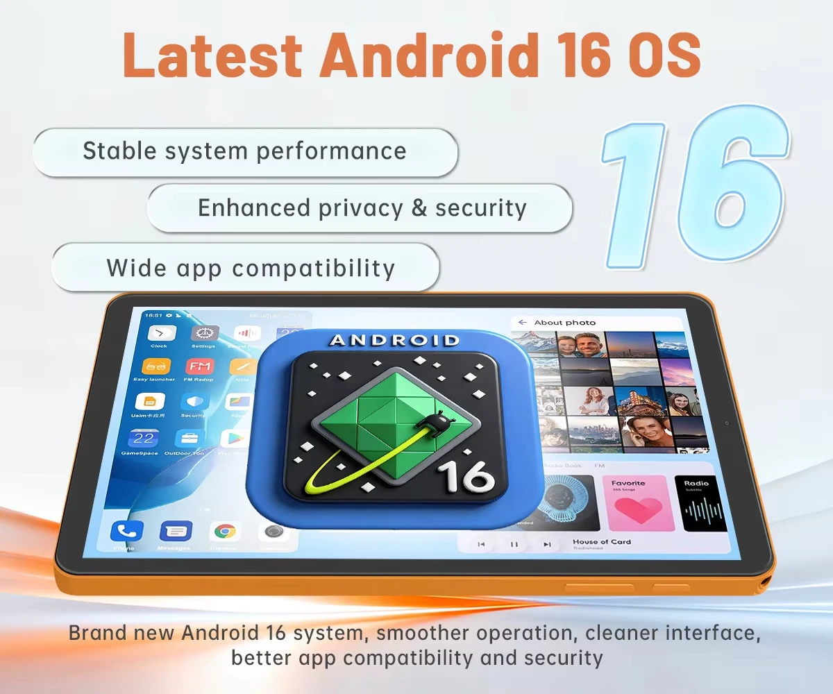 2026 Android 16 Tablet Ultra Slim 8,68" T616 Octa Core 16GB(4+12 Erweiterbar) RAM 128GB ROM 4G LTE Telefonanruf 5G WiFi 90HZ SIM Tablet – Detail 6