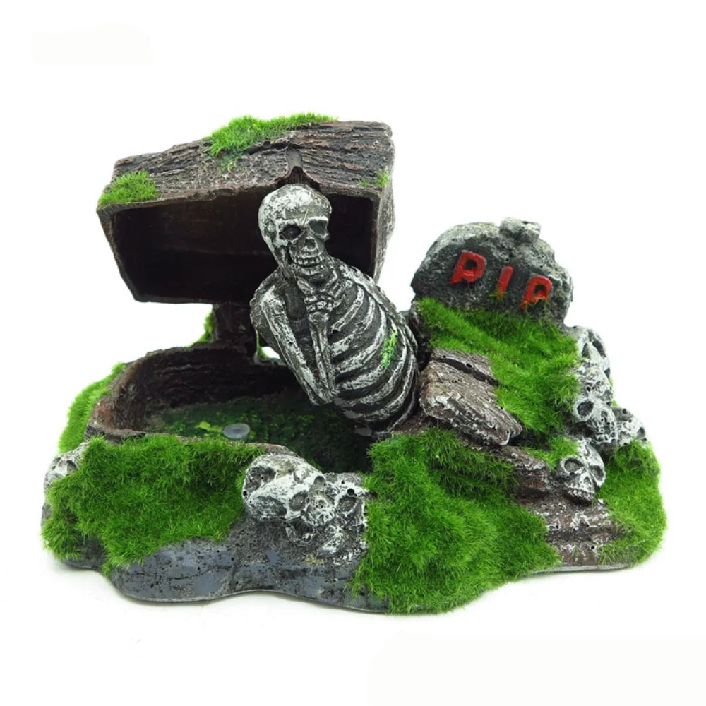 Fish tank landscaping decorative resin crafts seabed debris skull fossils seabed treasure chest