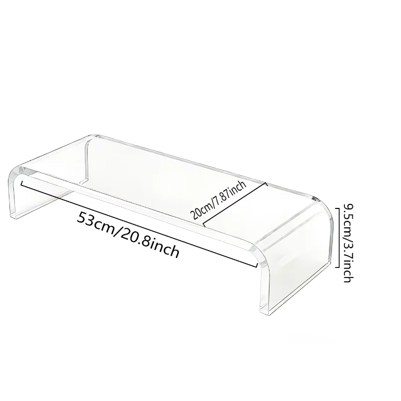 Acrylic monitor stand, laptop lift - transparent PC stand with sturdy platform, suitable for home office, keyboard and mouse sto