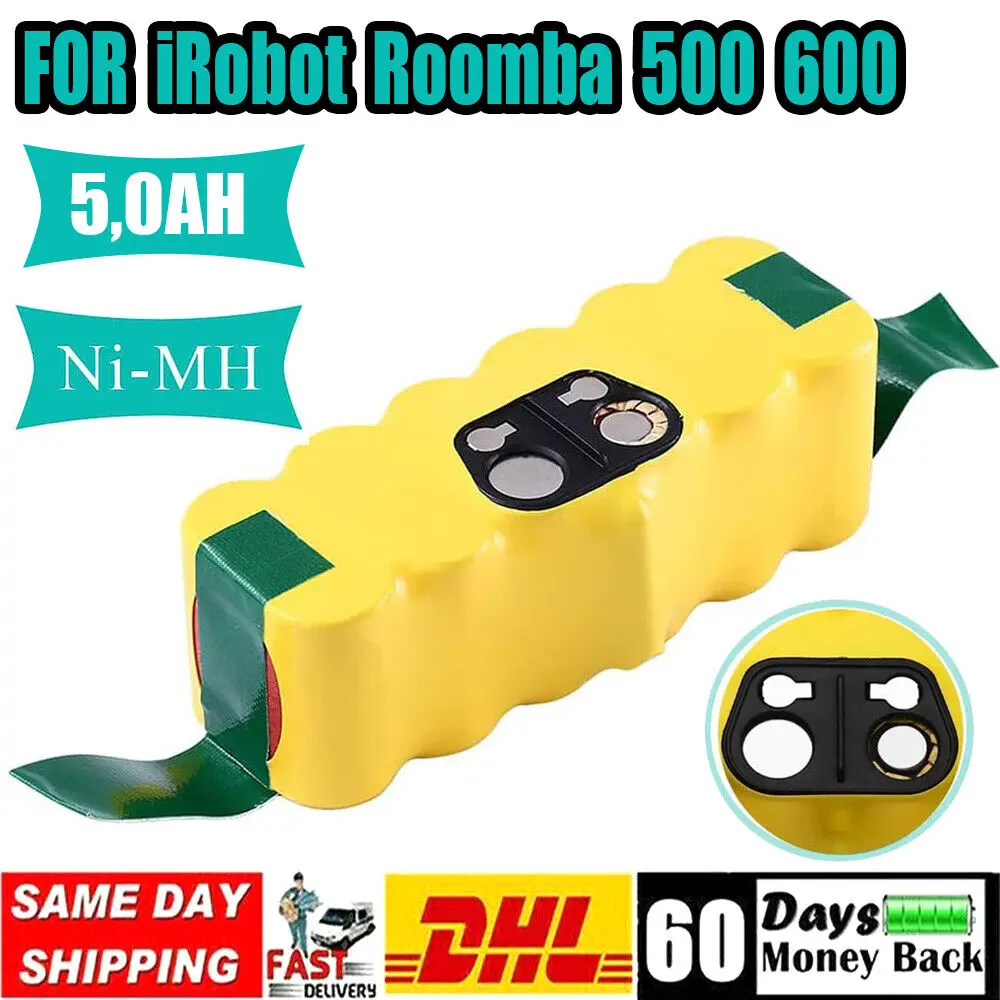 14.4V 5000mAh Ni-MH Battery for iRobot Roomba 500 510 530 550 560 600 760 610 770 620 630 570 580 550 540 800 scooba