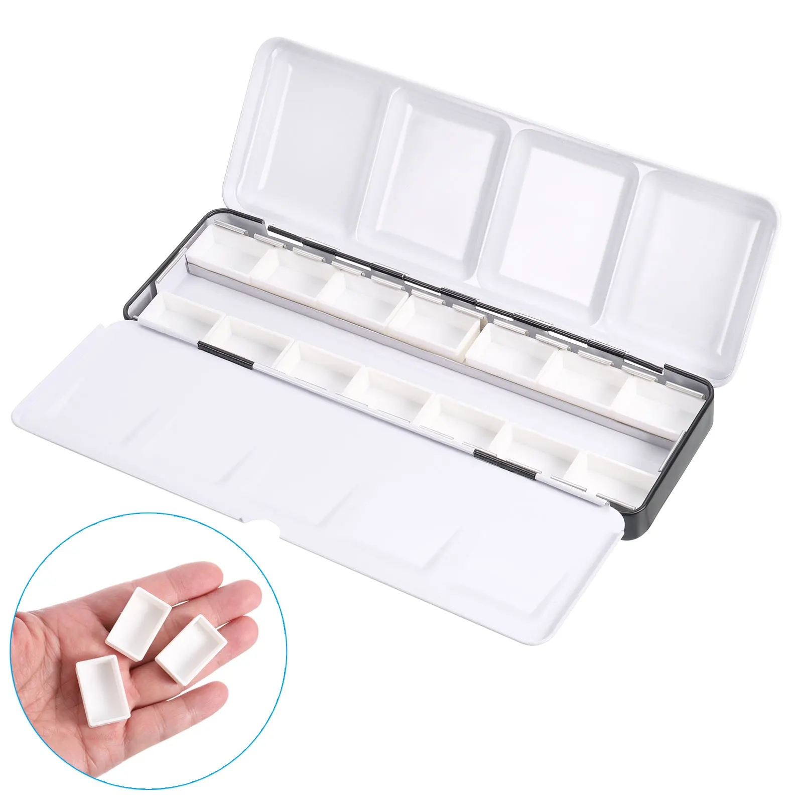 Empty Watercolor Palette Metal Watercolor Tin with 14pcs Full Pans Paint Case with Lid Paint Box for Travel Gouache Oil Painting