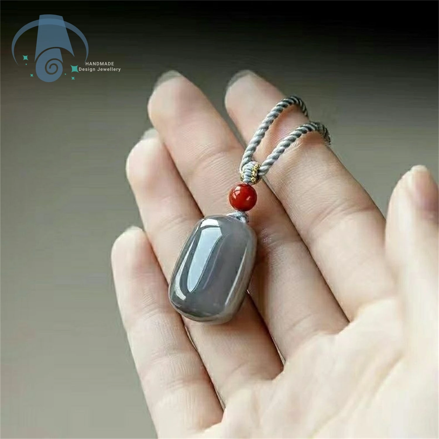 Genuine Hetian Jade Carved Peace Pendant Necklace with Smoky Purple Green Bean Mutton Fat Colors Simple Charm Jewelry Unisex Gif
