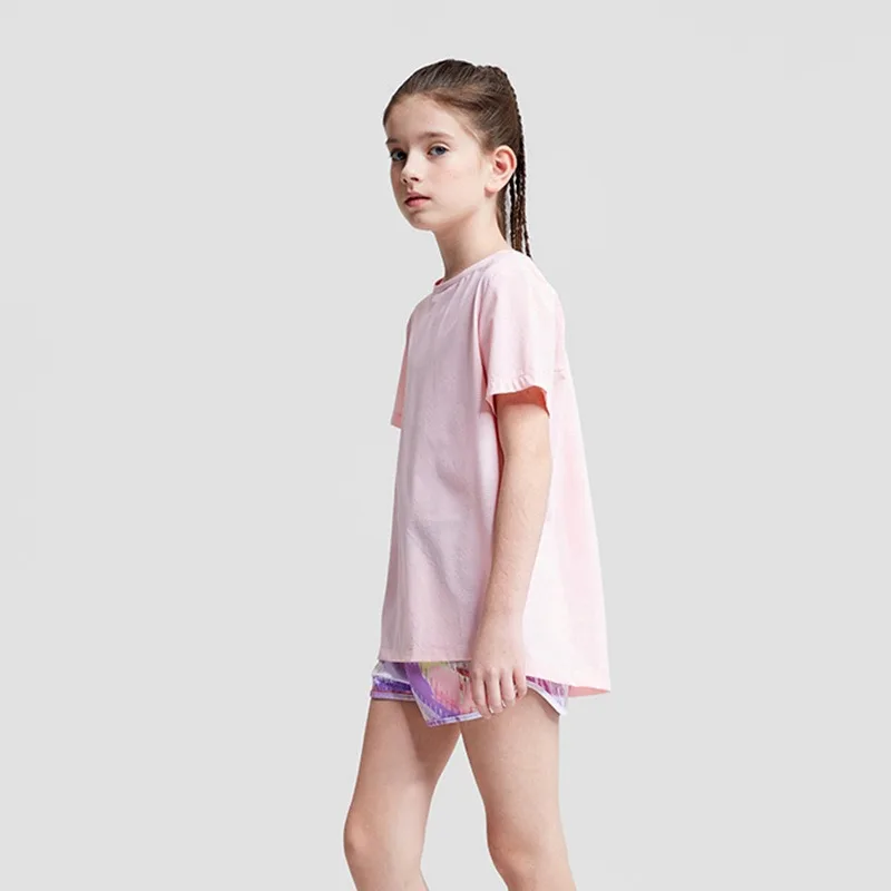 Camicie sportive per ragazze della gioventù T-shirt sportive per bambini ad asciugatura rapida Camicia da yoga a maniche corte per bambini Maglietta da corsa Allenamento Activewear Top