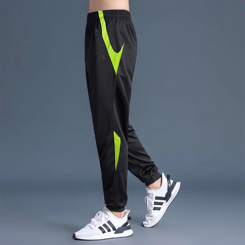 Youth Trend Casual Loose Sports Pants Men's Print Elastic Waist Pocket Zipper Quick Drying Breathable Training Running Trousers