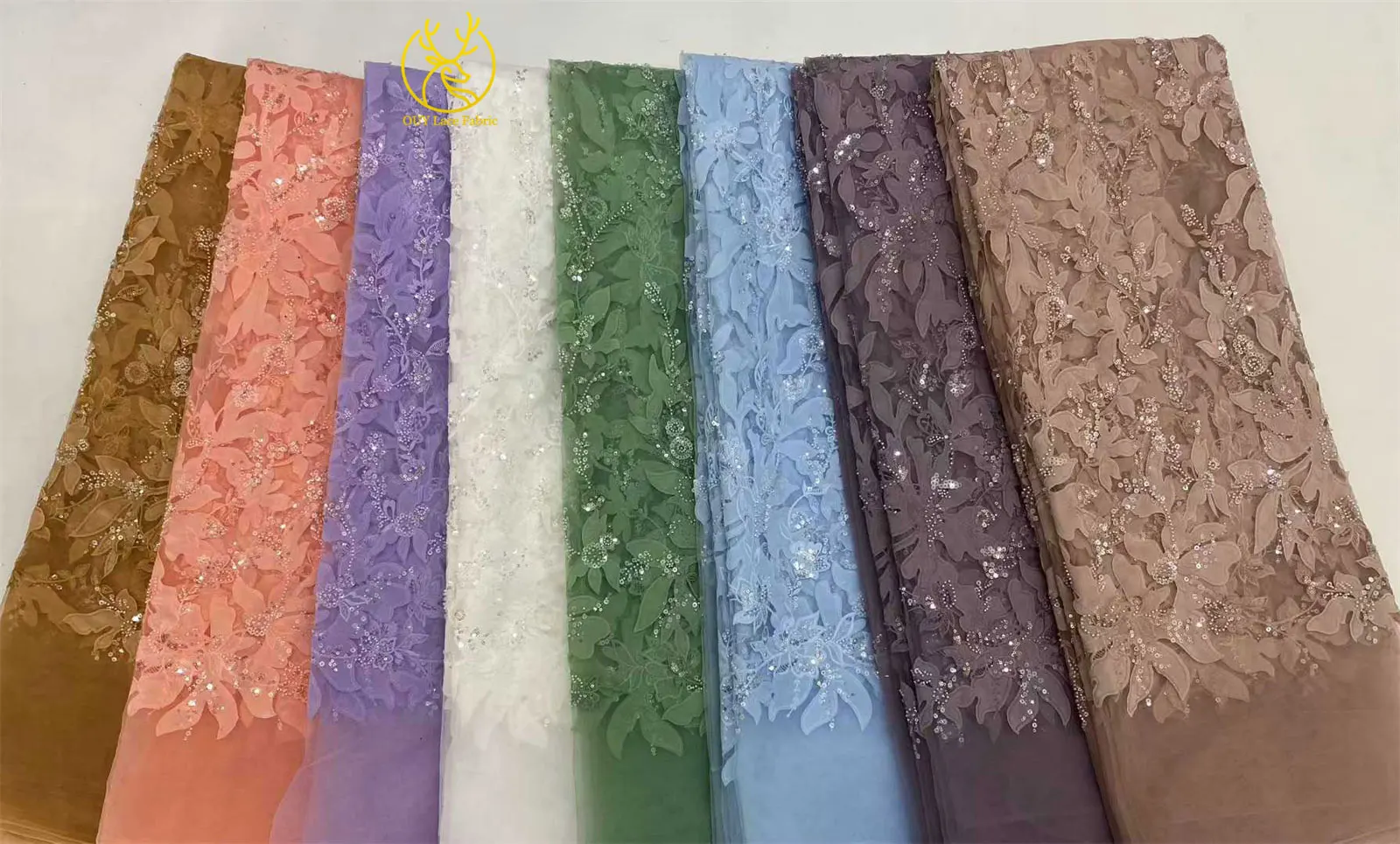 2025 African Beaded Decoration Mesh Design Lace Fabric 5 Yards French Sequin Lace Decoration For Exquisite Wedding Party Dresses