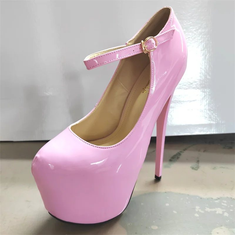 SDTRFT Crossdresser Platforms Stilettos 19cm Thin Heels Sexy Round Toe Ladies Cute Mary Janes Pumps Shallow Mouth Women\'s Shoes