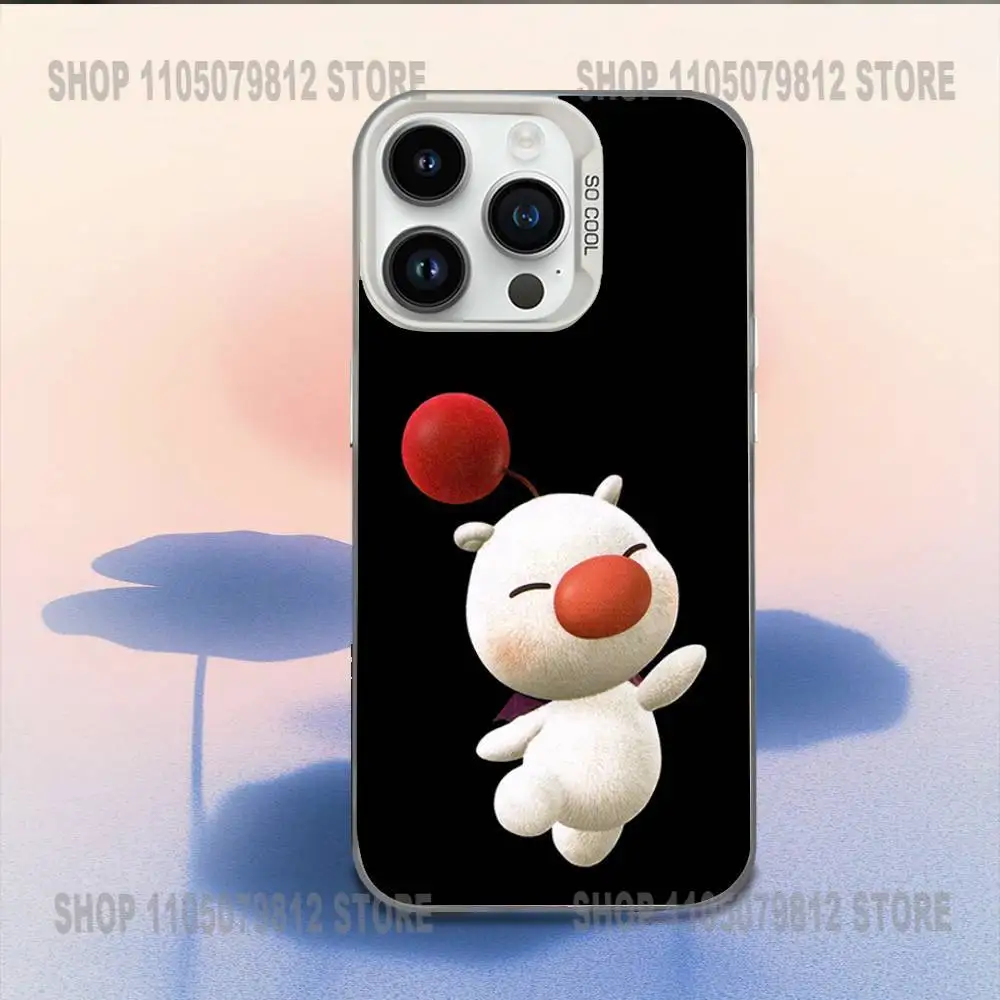M-moogle final fantasia vivi capa de telefone para iphone 16,15,14,13,12,11, mini, pro, e, max branco doce fosco capa à prova de choque