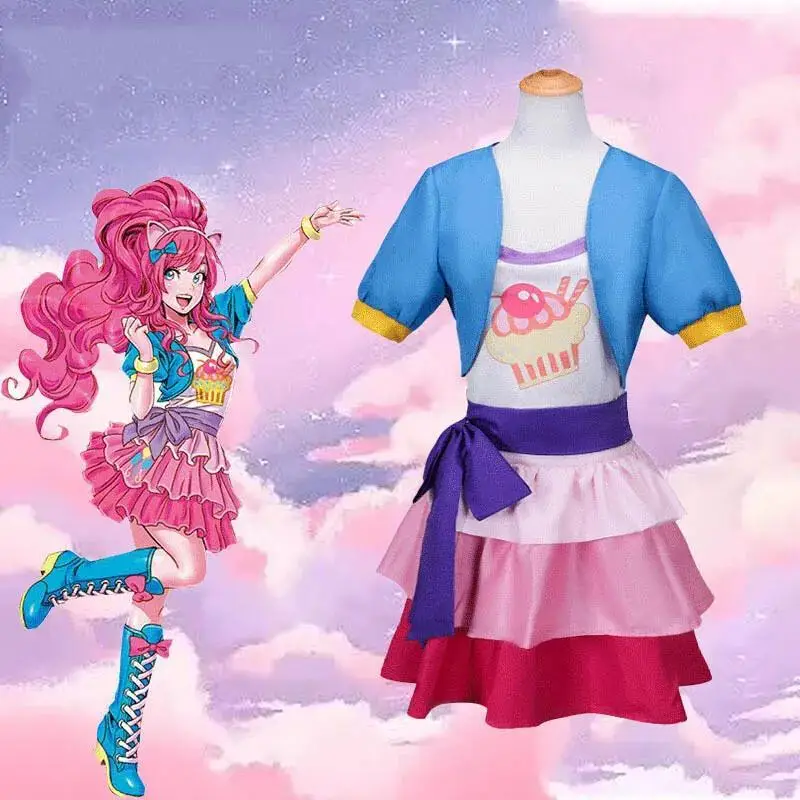 Аниме маленький пони Пинки Пирог Косплей Костюм модная Униформа костюм наряд Хэллоуин Рождественская вечеринка Милая юбка принцессы