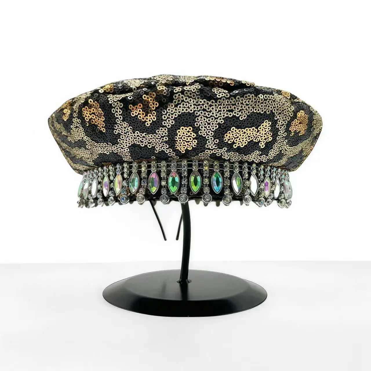 

Блестящая пайеточная шляпа капитана в стиле стимпанк для музыкальных фестивалей (женская), военные аксессуары и военная кепка (мужская)