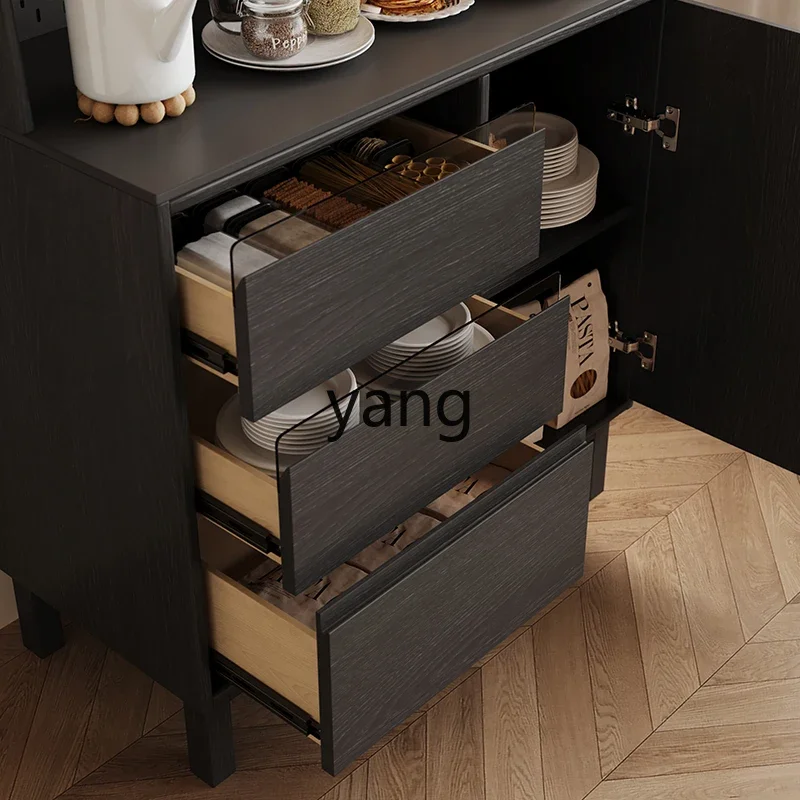 LH retro black rock slab small apartment household wine cabinet living room tea locker