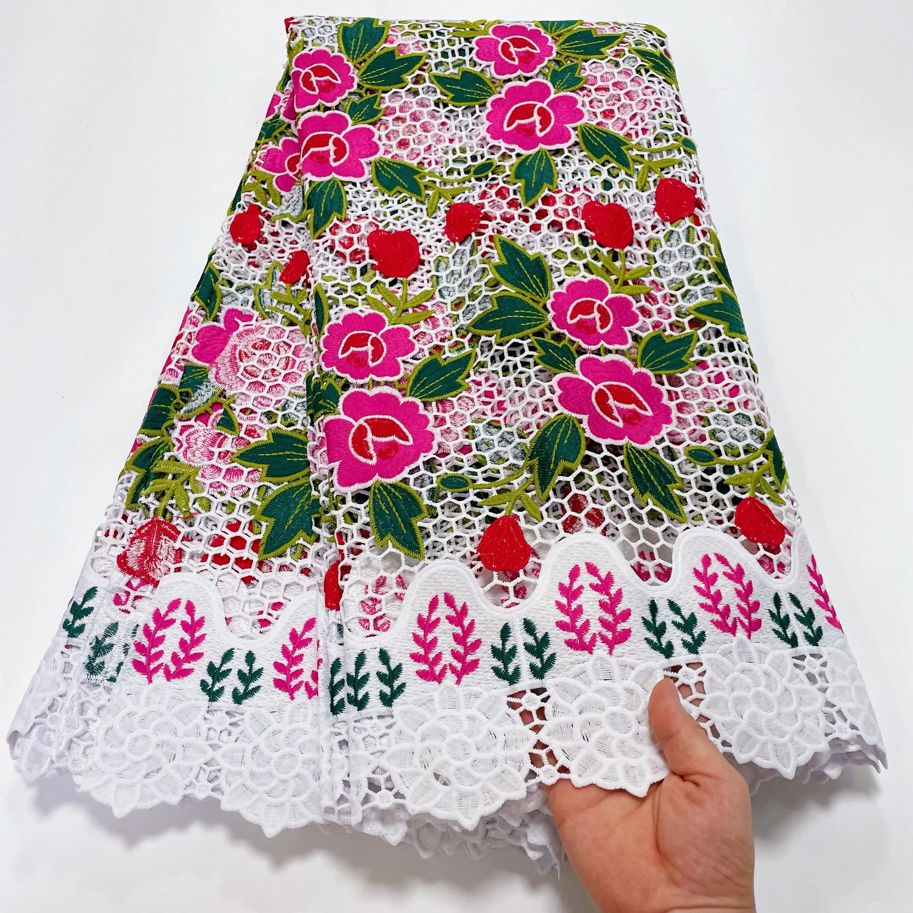 

Multicolor Nigerian Lace Fabrics High Quality Lace African Lace Fabric French Guipure Cord Lace Fabric For Party Sewing Wedding