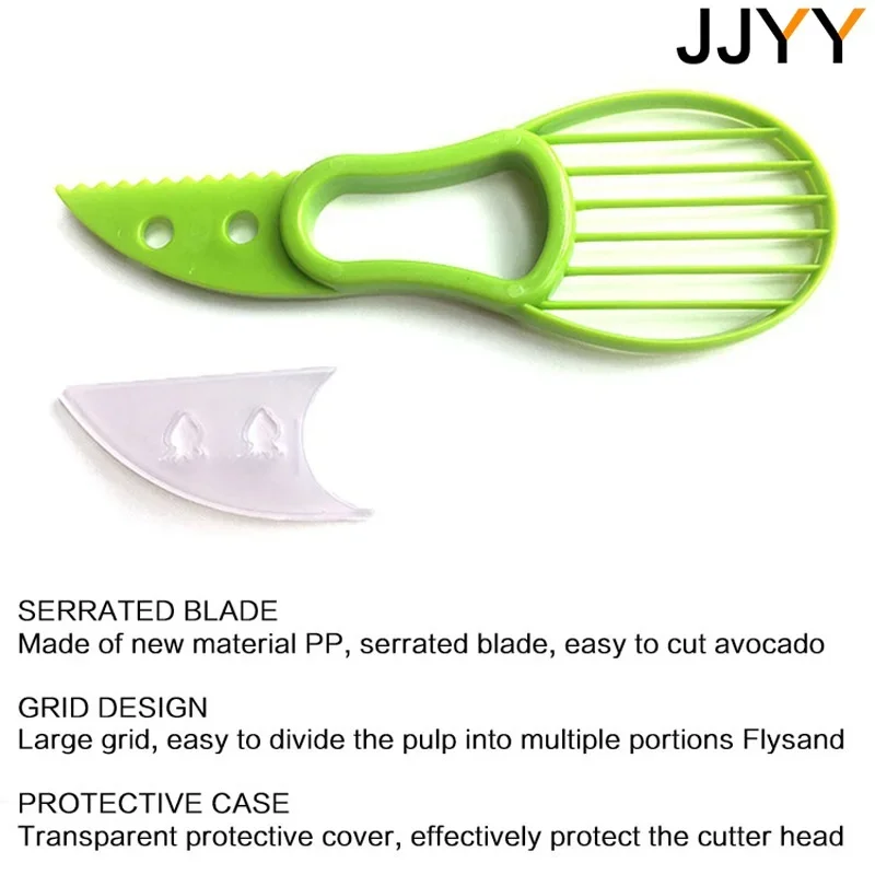 JJYY-3-in-1 تقطيع الأفوكادو ، تقطيع زبدة الشيا ، مقشرة الفاكهة ، فاصل اللب ، سكين البلاستيك ، أداة مطبخ الخضار