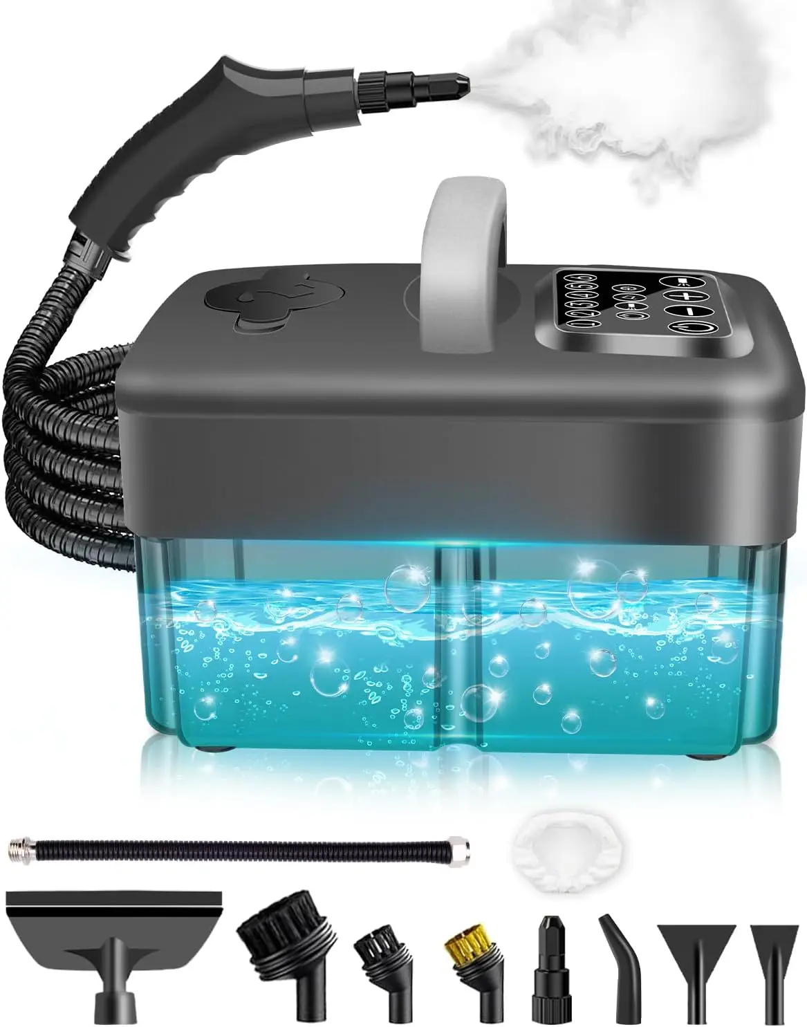 

Steam Cleaner for Home - 1600ML Water Tank 15s Heat-Up Portable Steamer for Cleaning, 6 Level Adjustable, 2500W, 45PSI, 250°F