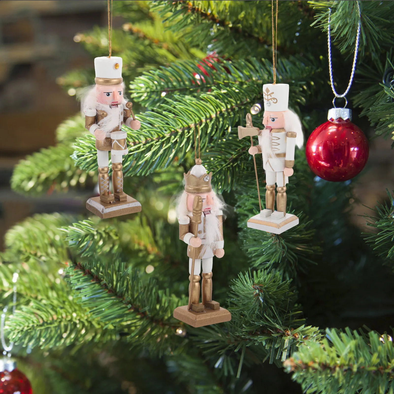 

4Pcs Christmas Wooden Nutcracker Pendant Hanging Xmas Nutcracker Decorations Tree Ornament Holiday Party Gift Xmas Nutcrackers